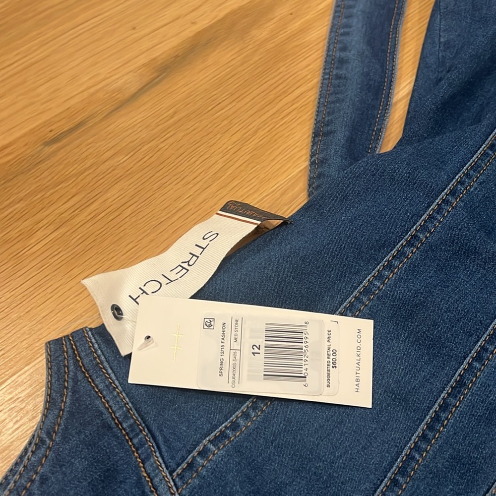 Habitual Girl’s Denim Flounce Sleeveless Dress with Belt - Picture 3 of 5